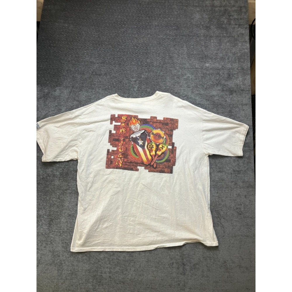 Hard Rock Cafe San Juan Heavy Tee Shirt Mens 3XL White Short Sleeve Crew Neck